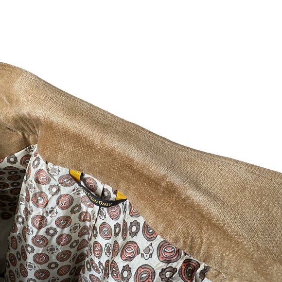 Vintage 70s Tan Corduroy Blazer 43R Elbow Patches Academiccore Jacket - Picture 5 of 10